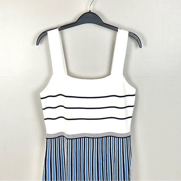 Diane Von Furstenberg Yasmin Dress Knitted Striped Blue Size L NWT - Picture 4 of 6